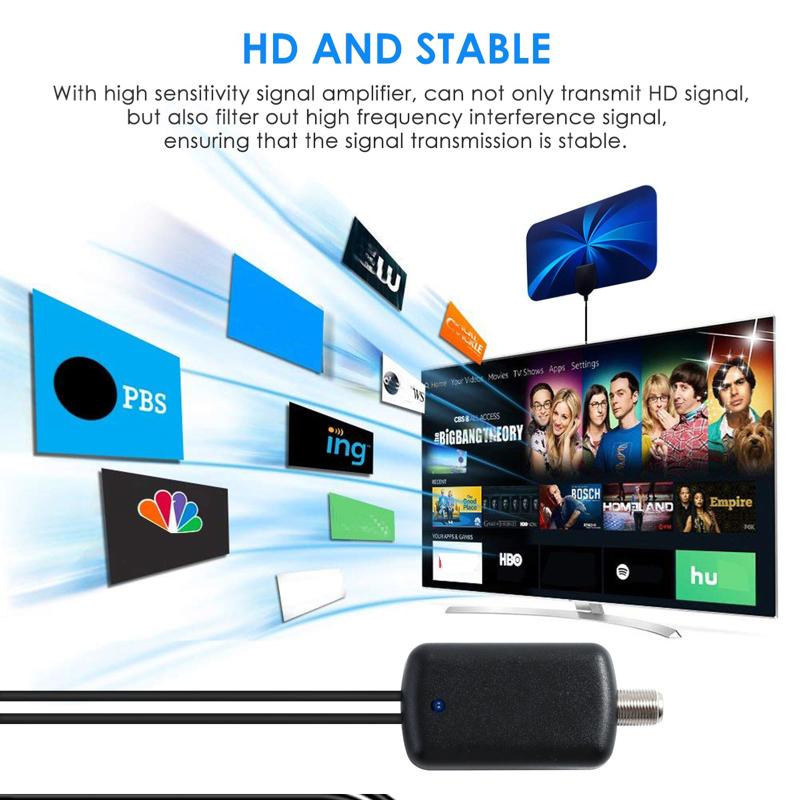 Dvb-t2 Digital Antenna 3600 Miles Indoor 4K Tv Ground Signal Receiving Antenna Hd Vhf Uhf With