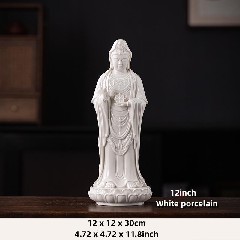 12in Guanyin Bodhisattva Buddha Statues Ceramic Statues Avalokitesvara Buddha God HOME Shrine Altar FENG SHUI Statue Home Decor