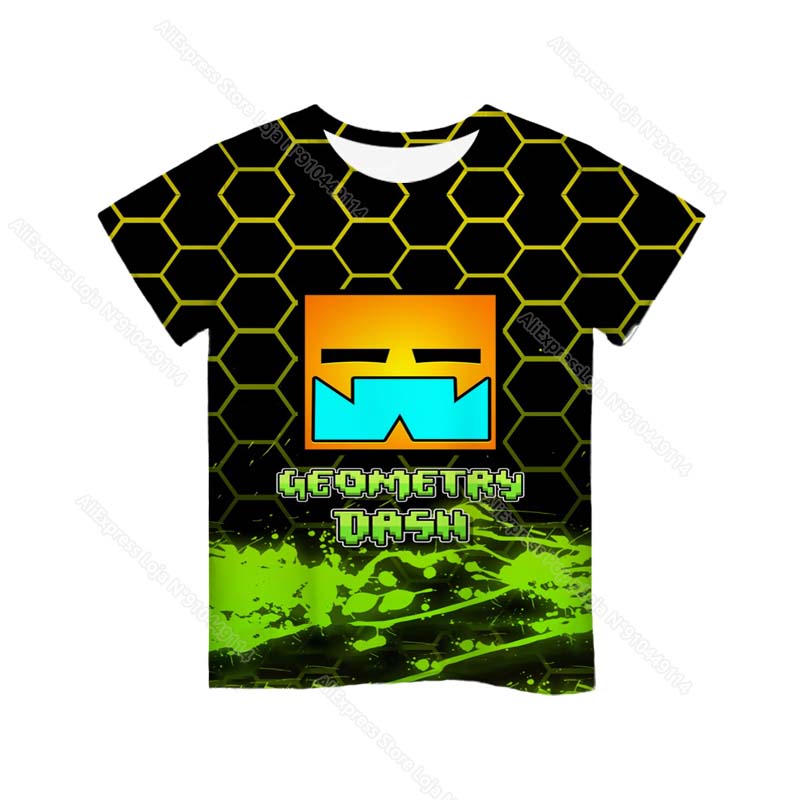 Angry Geometry Dash 3D Print T Shirts Boys Girls Cartoon Anime Tshirts Toddler Kids Game T-shirts Children Tee Tops Camiseta