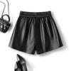 Women's High-Waisted Faux Leather Wide-Leg Shorts