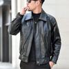 Cow Leather Loose Cotton Men Leather Coats Winter Stand Collar Genuine Leather Jackets Solid Warm Zipper Pockets Pilot Overcoat