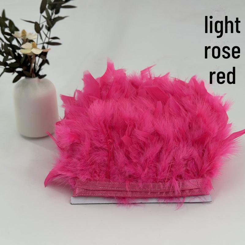 Red Lace Net Turkey Feather Strips for DIY Handmade Wedding Dance Costumes and Decorations