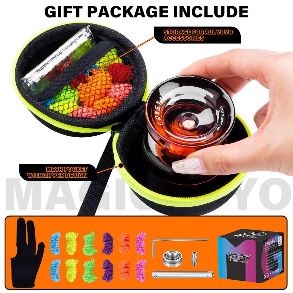 MAGICYOYO K2 Кристальный Профессиональный Отзывчивый для Детей и Дополнительно Отзывчивый Профессиональный Пластиковый Трюковый для Взрослых 12 Струн Инструмент для Снятия Подшипника Сумка для Хранения