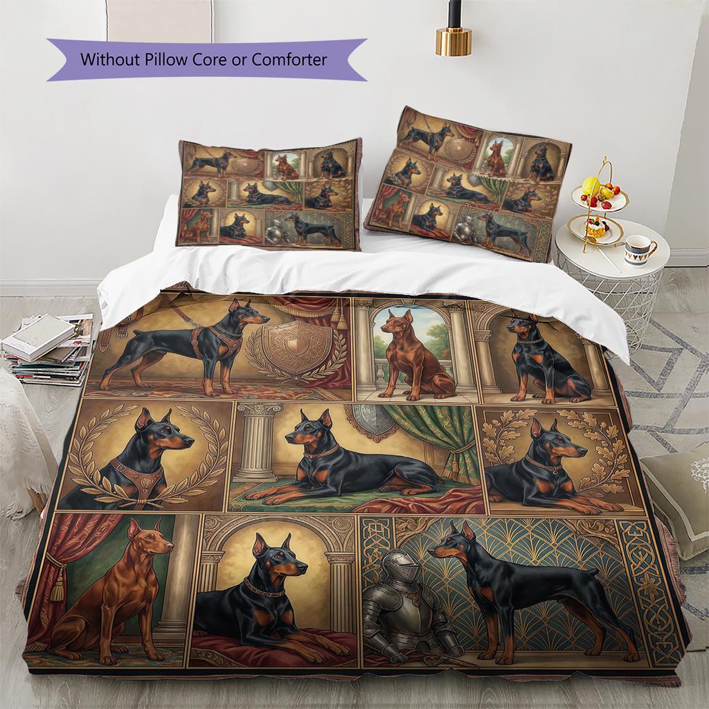 Cute Flower Puppy Pattern Bedding,Quilt Set Quilt Cover Pillowcase Home Birthday Gift (1 * duvet cover + 2 * pillowcase, without core)