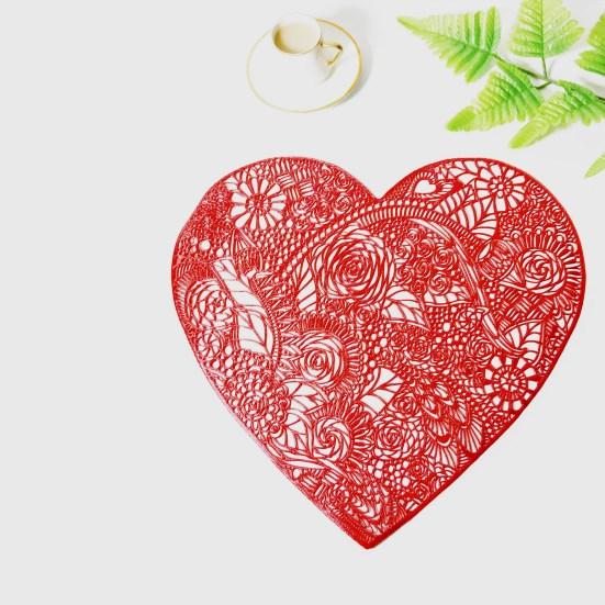 Практичная подставка для столовых приборов, нескользящая декоративная подставка в форме сердца из ПВХ, подставка для столовой посуды для дома