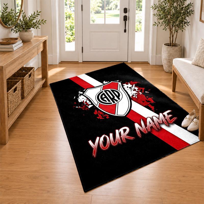 Atletico River Plate Custom Name Personalized Rug Non‑Slip Doormat Floor Carpet Housewarming Birthday Gift for Family Friends