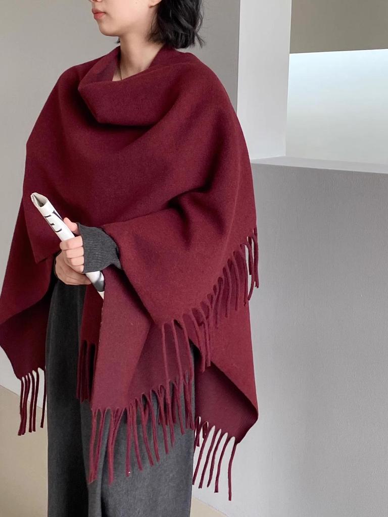 Korean High-End Tassel Knit Scarf Shawl - Autumn/Winter Versatile Style