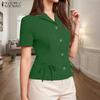 Женская летняя блузка с отложным воротником и коротким рукавом