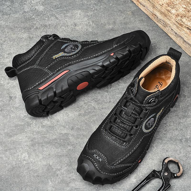 Модная зимняя теплая мужская обувь в стиле ретро из натуральной кожи с мехом и зимними ботинками для мужчин, новые ботильоны ручной работы с высоким верхом, мужская походная обувь