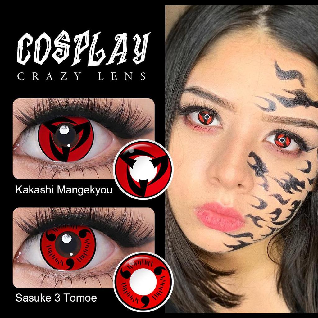 Crazy Lenses Magister Контактные линзы для Хэллоуина Красные контактные линзы для косплея Аксессуары для аниме Шаринган/Какаши Мангекё/Саске Гексаграмма