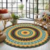 Богемный ковер Цветочный дизайн Круглый коврик для пола Красочный этнический стиль Домашнее украшение Противоскользящий ковер для гостиной, лаунжа