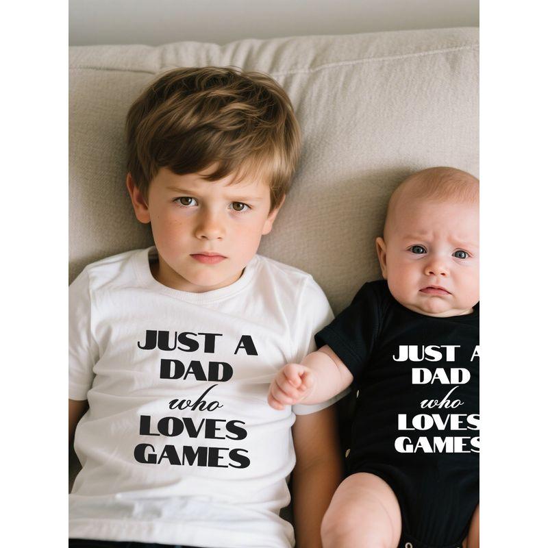 "Complaining about Dad Playing Games All Day" Summer Family Matching Outfits Dad Short-Sleeve T-Shirt Baby Romper Funny T-Shirt