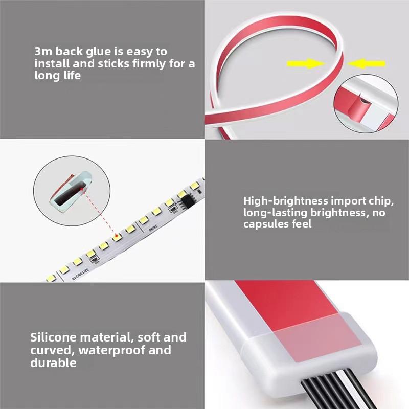 150 см/180 см автомобильная светодиодная лента для капота универсальная 12 В автомобильная мягкая светодиодная лента подходит для седанов, внедорожников и грузовиков