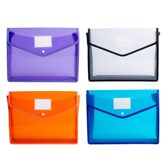 Пластиковая папка-файл Водонепроницаемый прозрачный расширяющийся органайзер для документов с застежкой-кнопкой Без разделителей Портативный формат A4/B5 Конверт для файлов для офиса