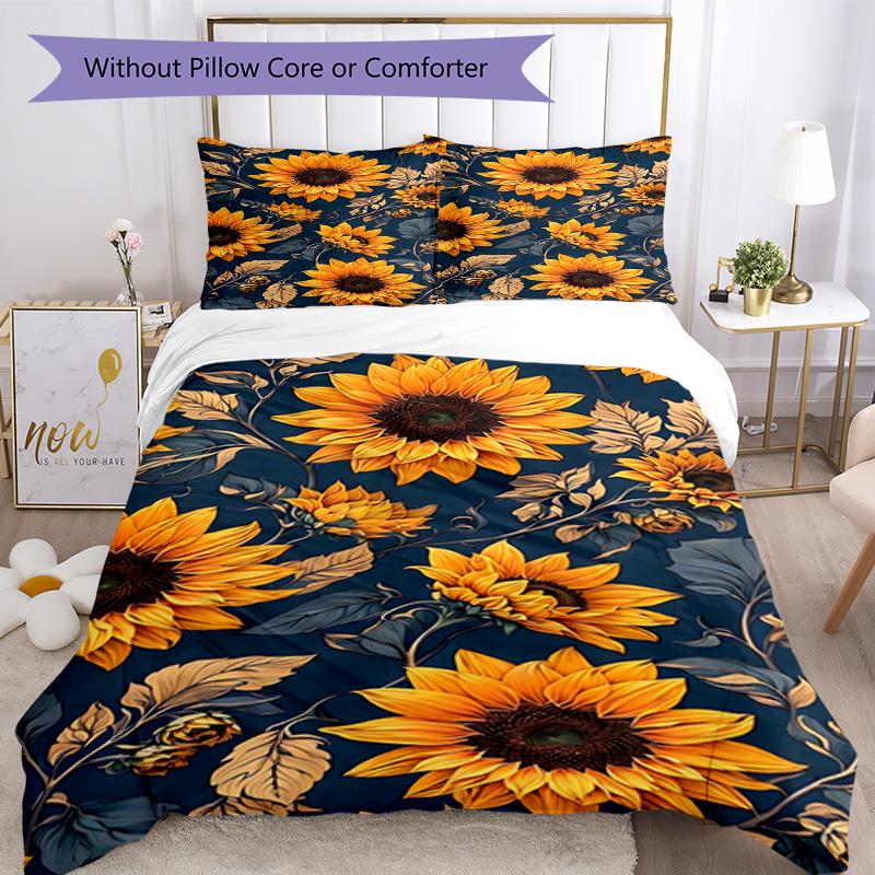 Sunflower Bedding Set Breathable Duvet Cover with Pillowcases Decorative Bed Linen for Bedroom Home Decoration Birthday Gift