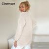 Cinemore Весенне-осенний женский свитер однотонный свободный повседневный открытый карман теплый базовый топ с длинными рукавами и круглым вырезом трикотажная карточка