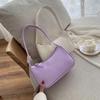 1PC Vintage Baguette Bag Pu Leather Shoulder Bag Solid French Armpit Bag