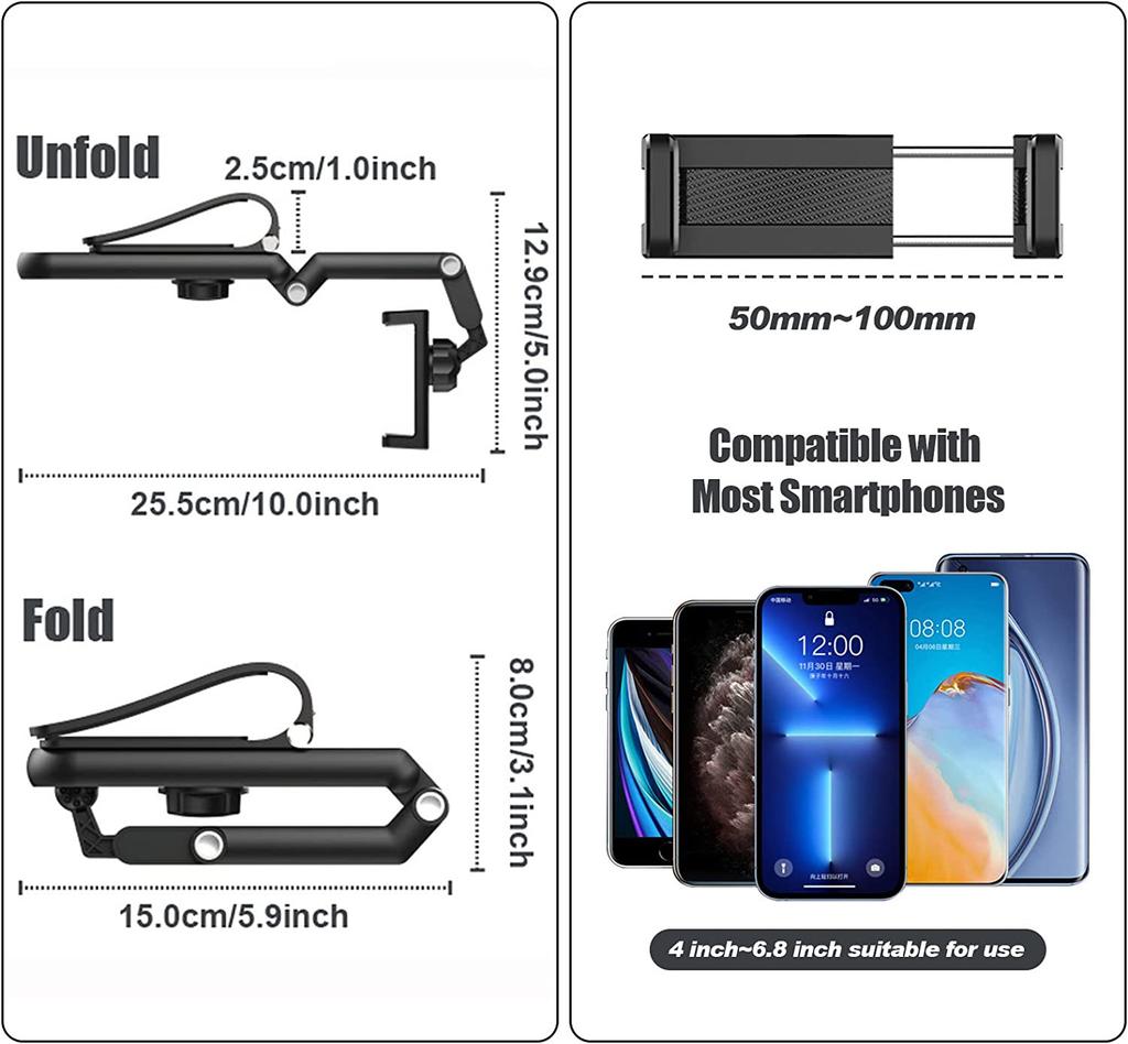 Sun Visor Phone Holder for Car Multifunctional 360° Rotating Sun Visor Cell Phone Holder with /Samsung/Android