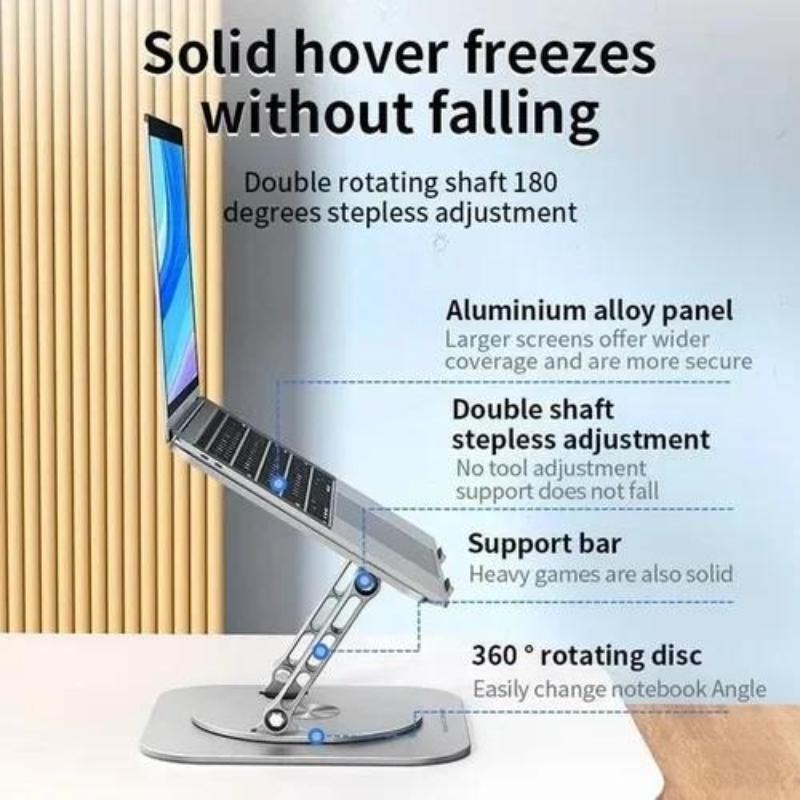 1x Adjustable Laptop Stand 360 Rotating Foldable Laptop Riser for Desk