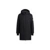 Sleeve Badge Hooded Mid-Length Down Jacket Men Outerwear Black HA1174