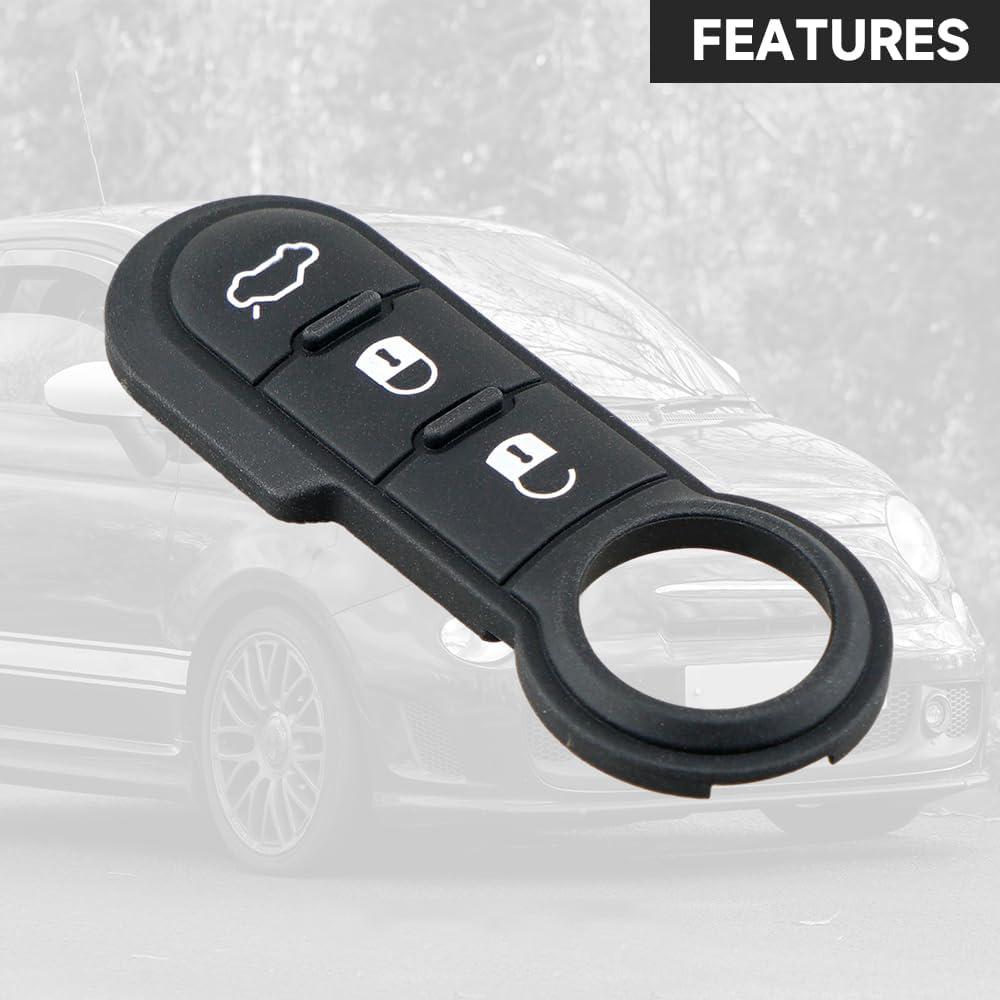 3-Button Remote Key Fob Rubber Key Pads For Fiat 500 500L 500X 2007-2020