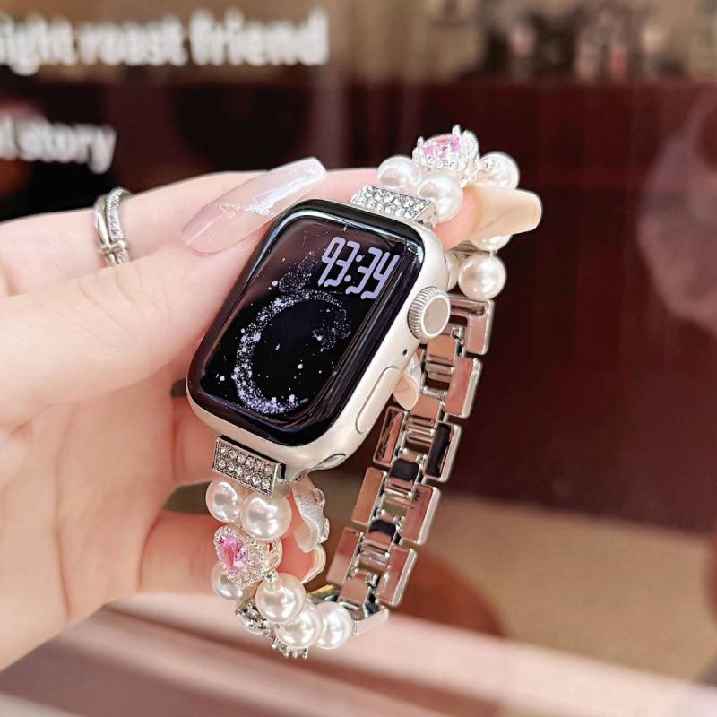 Ремешок для часов с бабочкой, клевером, сердцем и жемчугом для Huawei, Xiaomi, Apple Watch, iWatch