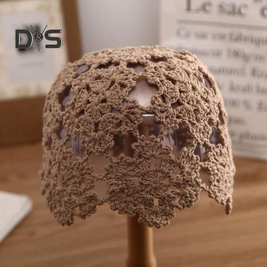 Женская вязаная шапка с ажурным узором крючком, дышащая шапка ручной работы, уличная одежда для работы на открытом воздухе