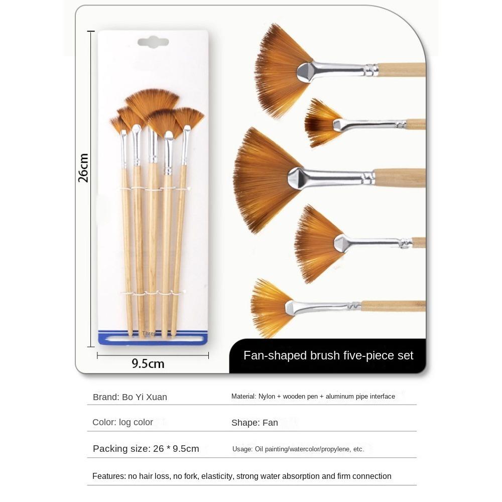 5pcs Nylon Hair Artist Fan Paint Brushes Painting Tool Fan Shaped Painting Pens School