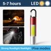 Super Bright Flashlight with Dual Light Sources 18650 Rechargeable Torch 5 Modes With Hanging Hook Side COB Light Camping Lamp