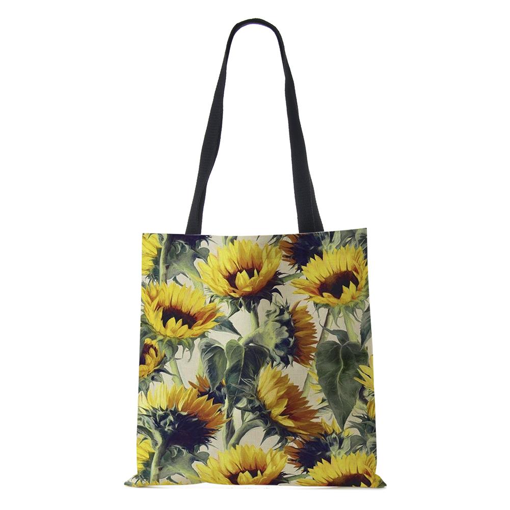 Сумка через плечо с растениями и цветами, пейзаж 2022, женская многоразовая холщовая сумка-тоут для покупок, простая повседневная складная сумка большой вместительности