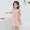 Pleated Chiffon Summer Princess Dress with Big Bow for Girls