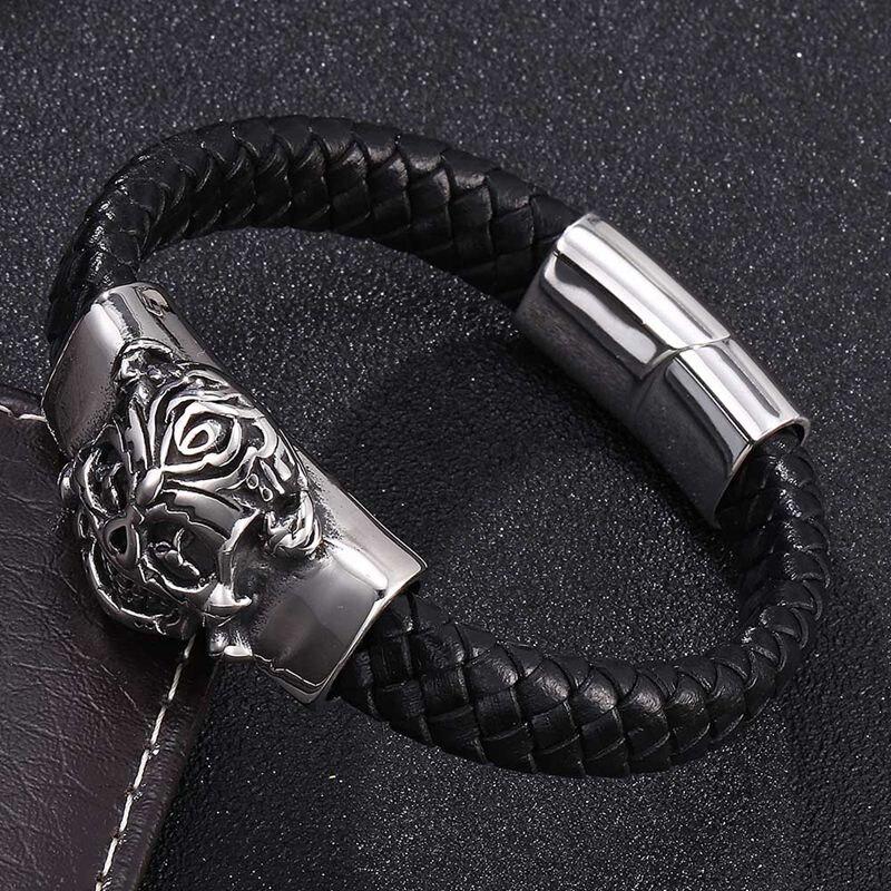 Панк-мужские браслеты-демоны, черный кожаный браслет, мужские подвески, модные браслеты, подарок