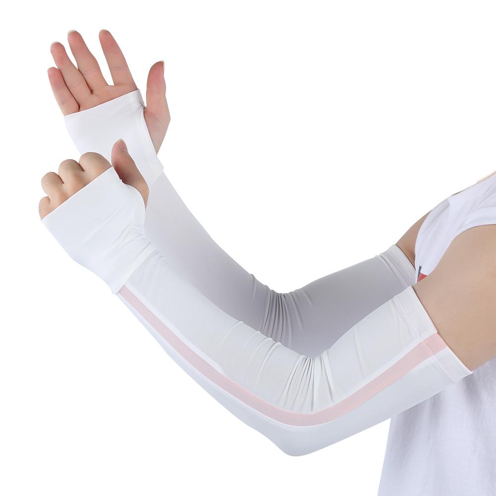 1 Pair Unisex Arm Warmers AntiUV Arm Covers Outdoor Drive Sport Half Finger Sleeves(White S)