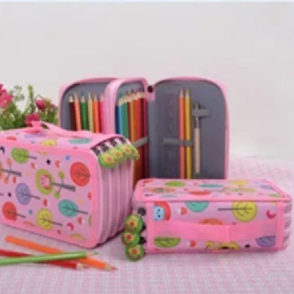 Большой пенал с рисунком, 4 яруса, 72 отверстия, прочная сумка для карандашей из ткани Оксфорд для школы