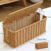 Коробка для укладки кабелей из ротанга, плетеная вручную корзина для органайзера шнуров с 2 слотами, скрытая коробка для шнуров питания большой емкости