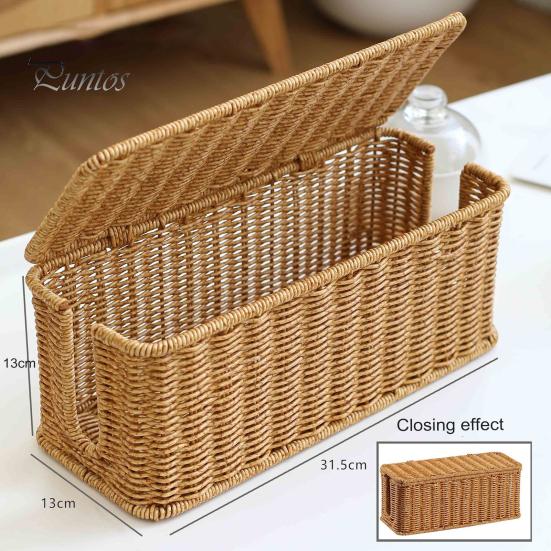 Коробка для укладки кабелей из ротанга, плетеная вручную корзина для органайзера шнуров с 2 слотами, скрытая коробка для шнуров питания большой емкости