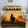 Motocross King Queen Bedding Set For Boys Adults Off-road Race Motorcycle Duvet Cover Dirt Bike Rider Polyester Comforter Cover