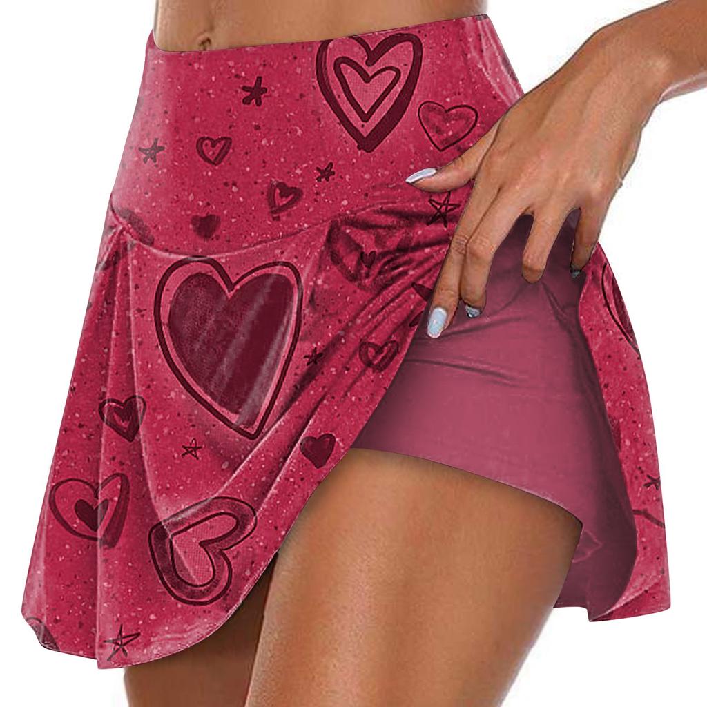 Женская спортивная эластичная теннисная юбка с принтом и высокой талией, плиссированные двухслойные леггинсы, короткая юбка