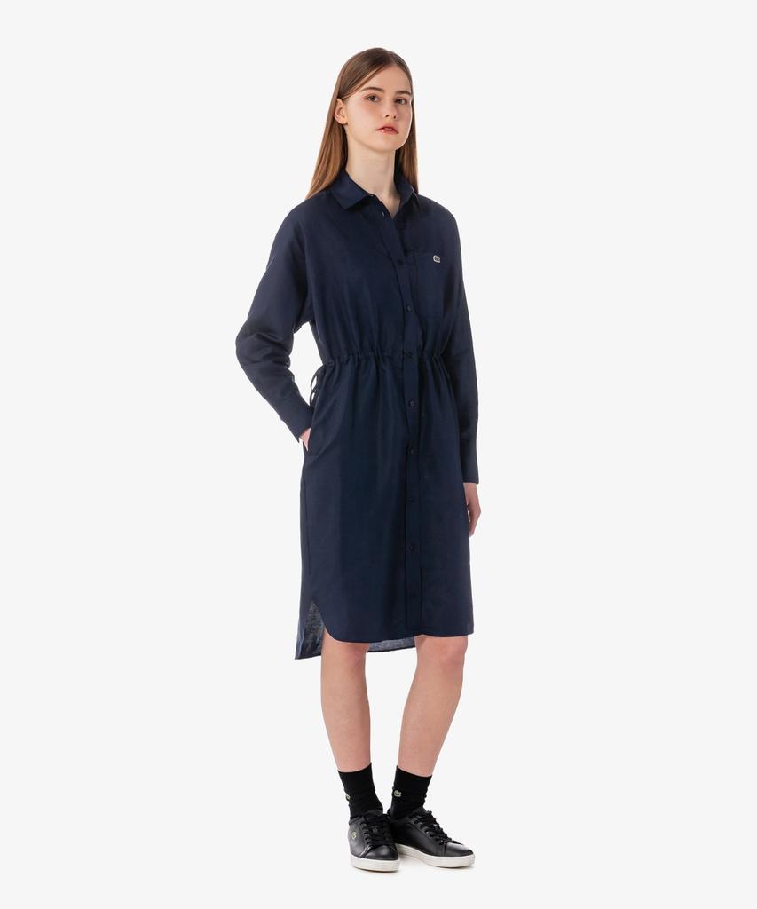 LACOSTE Женское платье-рубашка с длинным рукавом из смесовой льняной ткани Ef8271-56G 166