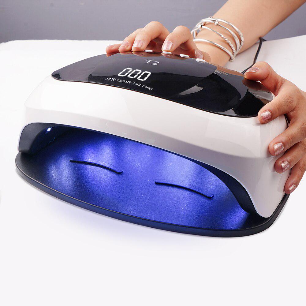 T2 72 Вт Сушилка для ногтей Светодиодная лампа 36 шт. Светодиоды Лампа для ногтей с двумя руками для отверждения УФ-гель-лака для ногтей с таймером 10/30/60 s Smart для маникюра