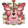 Decorative Guitar for Trees Pink Butterfly Ornament, Acrylic Music Hanging Decor with Rose Wings Ornaments And Quote, Christmas Tree Pendant, Country