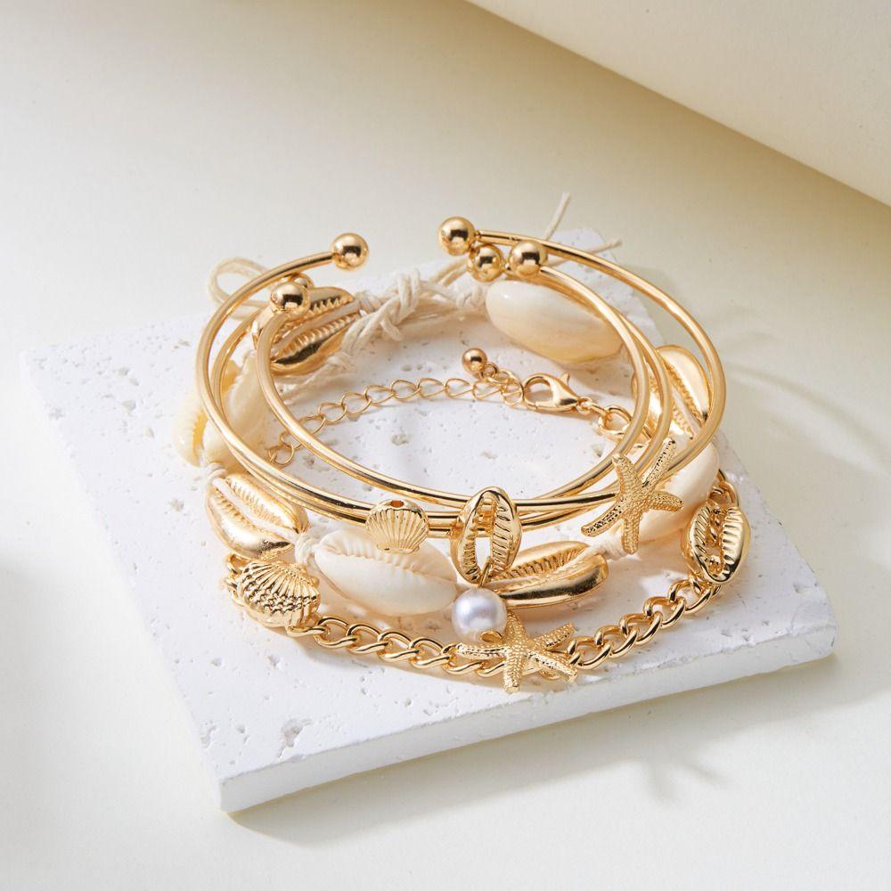 Jewelry Starfish Shell Bracelet Colorful Bohemia Bracelet Set Ocean Style Hand Chain Beach