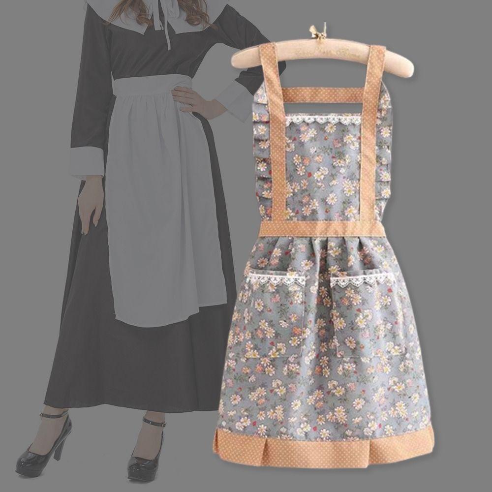 1Pcs Baking Florist Kitchen Cooking Aprons With Waistband Maid Dress Apron Durable Japanese Apron