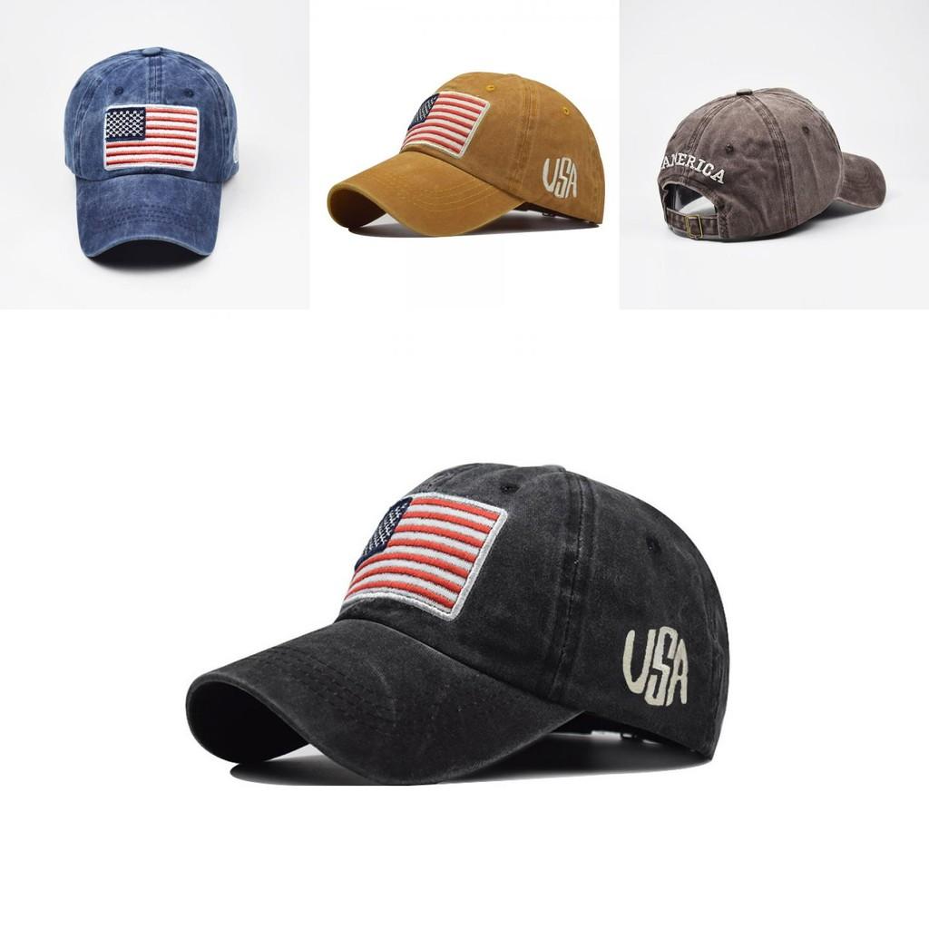 Бейсболка с вышивкой в ретро-стиле, винтажная выстиранная классическая хлопковая шляпа с флагом, мужская регулируемая кепка