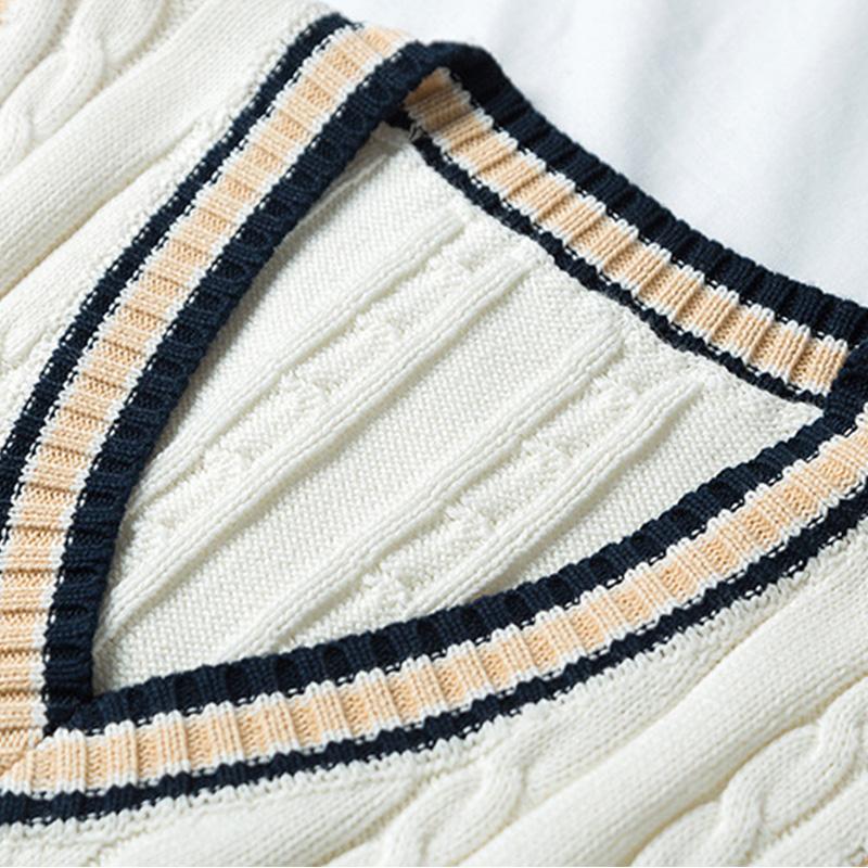 Мужская мода толстый жилет без рукавов с v-образным вырезом свитер без рукавов хлопковая школьная форма хлопок свободный вязаный жилет свитер зимняя одежда для мужчин