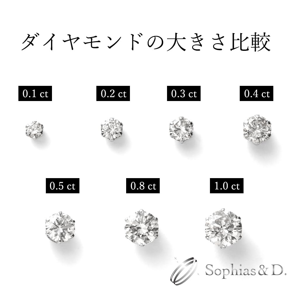 Карат 18К серьги натуральный бриллиант розовое золото сделано в Японии [Sophias & D.] 0.3 0.3ct 60-530