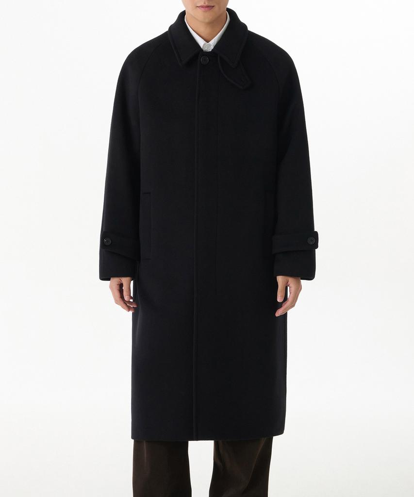 Musinsa Standard Cashmere Blend Oversized Minimal Balmacaan Coat [Black]