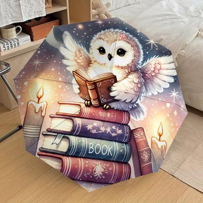 1 шт. Зонт с рисунком совы и книги, автоматическое открытие и закрытие, высококачественный дорожный зонт, легкий и портативный, -69