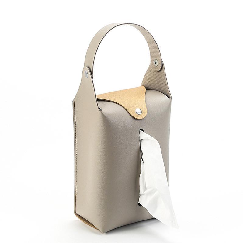 Customizable Leather Paper Towel Box For Car Living Room Bathroom Black Blue Pink Gray Beige