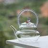 High Borosilicate Glass Teapot, Kung Fu Style Flower Design, Women's Household Kettle, In Stock